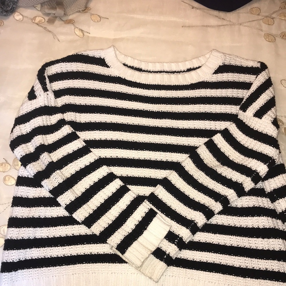 Express Striped Black/White Knit Sweater